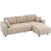 HOMCOM Hoekbank-Linnenlook (100% polyester)-242 x 156 x 87 cm-Beige