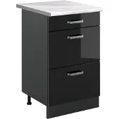 Vicco Keukenonderkast R-Line, Zwart hoogglans/Antraciet, 50 cm marmer werkblad