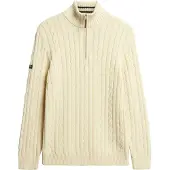 Superdry Preppy Cable Half-zip Trui Slanke Pasvorm Crème Grootte: XL