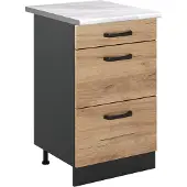 Vicco Keukenonderkast R-Line, Goudkleurig Eiken/Antraciet, 50 cm marmer werkblad
