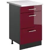 Vicco Keukenonderkast R-Line, Rode hoogglans/Antraciet, 50 cm marmer werkblad