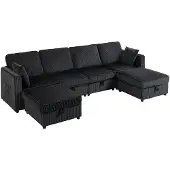 HOMCOM Sofa Set-Cord-306 x 153 x 85 cm-Dunkelgrau