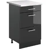 Vicco Keukenonderkast R-Line, Antraciet Hoogglans/Antraciet, 50 cm marmer werkblad