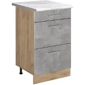 Vicco Keukenonderkast R-Line, Beton/Goudkleurig Eiken, 50 cm marmer werkblad