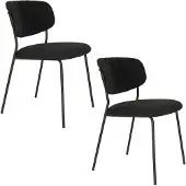 Housecraft living Jolien Eetkamerstoelen Zwart/Zwart Bouclé - Set van 2
