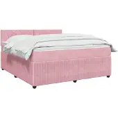 vidaXL Boxspringbed met matras en hoofdeinde, roze, 160 x 200 cm, fluweel