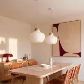 LUCANDE Hanglampe , Eloise, dimbare, Wit, Woonkamer, Stof, Scandinavisch