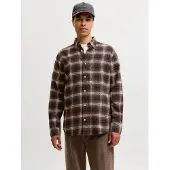Jack & Jones Overhemd 'JJEField' chocoladebruin / zwart / wit