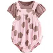 Next - Meisjes - 2-delige set met geweven baby-bubbelrompertje en bodysuit - Roze