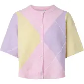 Pieces Gebreid vest 'PCSally' lichtgeel / lavendel / rosa / wit