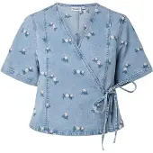Pieces Blouse 'PCFlora' blauw denim / jade groen / pastelroze / wit