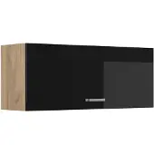 Vicco Hangkast R-Line, Zwart hoogglans/Goudkleurig Eiken, 100 cm Plat