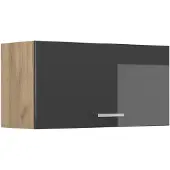 Vicco Hangkast R-Line, Antraciet Hoogglans/Goudkleurig Eiken, 80 cm Plat