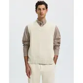 Selected Katoenen Gebreid Gilet Heren Grijs XL
