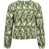 Object Blouse 'OBJMya' crème / olijfgroen