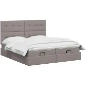vidaXL Ottoman bed met matras met hoofdeinde 2 st Taupe Stof
