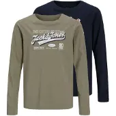 Jack & Jones 2-pack Logo Longsleeved T-shirt Boys 152 Groen