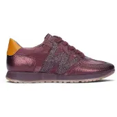 Wonders Dames Leren sneakers Tot granaatrood (39), Leer, Plat, Veters, Casual, Granaatappel A-4810