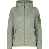 CMP - Women's Jacket Fix Hood Jacquard Knitted 3H19826 - Fleecevest 48, olijfgroen/grijs