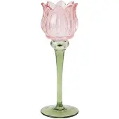 Clayre & Eef Waxinelichthouder Roze Glas
