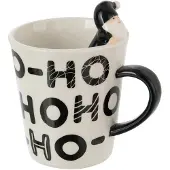 J-Line mok Kerstman Dolomiet - keramiek - wit/zwart