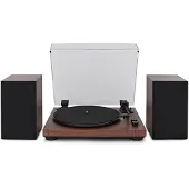 AVCOM Bluetooth Turntable System with Audio-Technica Stylus Walnut