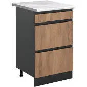 Vicco Keukenonderkast R-Line, Goudkleurig Eiken/Antraciet, 50 cm marmer werkblad