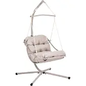 Beliani ALGHERO - Hangende schommelstoel - Beige - Staal