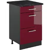 Vicco Keukenonderkast R-Line Rode hoogglans/Antraciet 50 cm antraciet werkblad, Model 69851