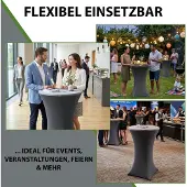 Baumarktplus 15x Stehtischhusse Stretch 70 cm anthrazit Tischdecke Husse Bistrotisch Partytisch