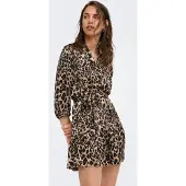 ONLY Jurk 'ONLAlena' beige / kastanjebruin / zwart