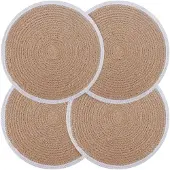 vidaXL Jute Placemat 4 st Natuurlijk en Wit 100% Tossa Jute