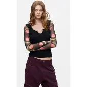 Desigual Shirt olijfgroen / lichtrood / zwart