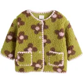 Next Fleece jas bruin / kiwi / pastelroze