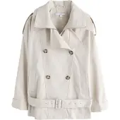 Next - Dames - Trenchcoat met lage riem, petite - Petite - Crème