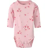 Name it Rompertje/body 'NBFNALLINA' lichtgroen / rosé / kersrood