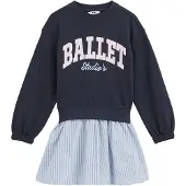 We fashion Jurk hemelsblauw / donkerblauw / pastelroze / wit