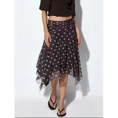 Busem Hoge Taille Polkadot Midi A-Lijn Rok