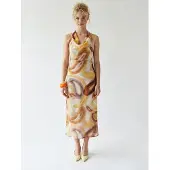 MixRay Abstract Chiffon Midi-jurk