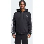 Adidas Sportsweatvest 'Essentials 3-Stripes Fleece Full-Zip' zwart / wit