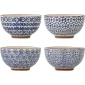 Bloomingville Blue Stoneware Karine set van 4 kommen, 13 cm