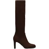 Manfield Donkerbruine suèdine hoge stretch laarzen | Maat 40