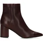 Manfield Burgundy leren enkellaarsjes met hak | Maat 38