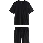 Next - Heren - Pyjama van jersey met korte mouwen - Zwart