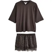 Next Pyjama chocoladebruin / wit