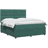 vidaXL Boxspringbed met matras Donkergroen 140 x 190 cm Fluweel