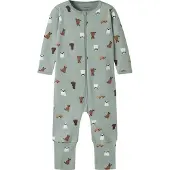 Name it Nachtkledij bruin / jade groen / wit