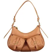 Coccinelle Leren schoudertas handtas Mavery Pocket Shoulder Bag Grained Leather Cognac bruine