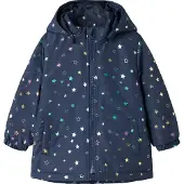Name It Mini Winterjas 'NMFMaxi' navy / azuur / goud / lavendel