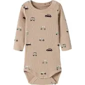Name it BABY romper met print - lichtbruin Jongens Stretchkatoen Ronde hals - maat 80